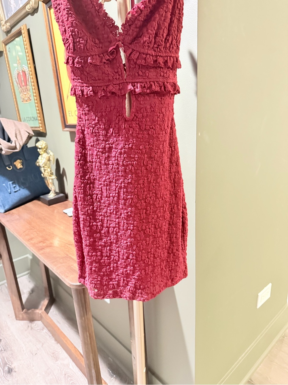 Windsor Raspberry Ruffle Textured Mini Dress - Picture 3 of 6
